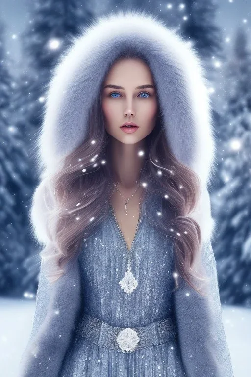 Wintertime Wonderland a Beautiful woman Hyperrealistic Digital Graphic in the Style of Jennifer Healy