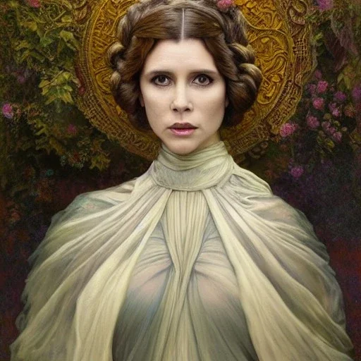 Princess leia goddess, perfect face, fantasy, beautiful face, gorgeous, intricate, dramatic lighting, emotionally evoking symbolic metaphor, highly detailed, photorealistic, artstation, concept art, smooth, sharp focus, art by albert aublet and krenz cushart, tomasz alen kopera, peter mohrbacher, and alphonse mucha, sharp focus, emitting diodes, smoke, artillery, sparks, racks, system unit, motherboard, by pascal blanche rutkowski repin artstation hyperrealism painting concept art of detailed ch