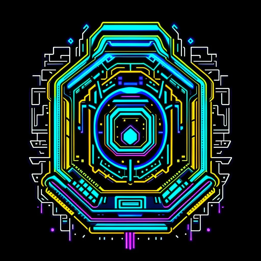 cyberpunk retro futuristic police simbol for comics
