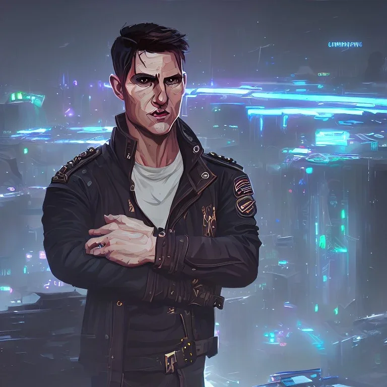 Tom Cruise Christmas cyberpunk military goat art