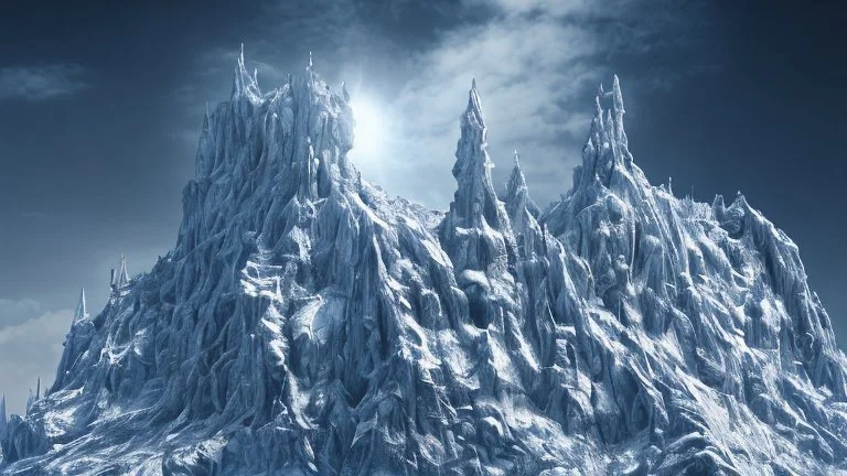 Rising before you is a six-hundred-foot-tall mountain of glacial ice, its peak carved to resemble a gigantic skull wearing a crown. Weaving up the mountain's southern slope are enormous stairs hewn from the ice. These steps, which extend from the base of the mountain to the base of the fortress, were clearly made for giants.