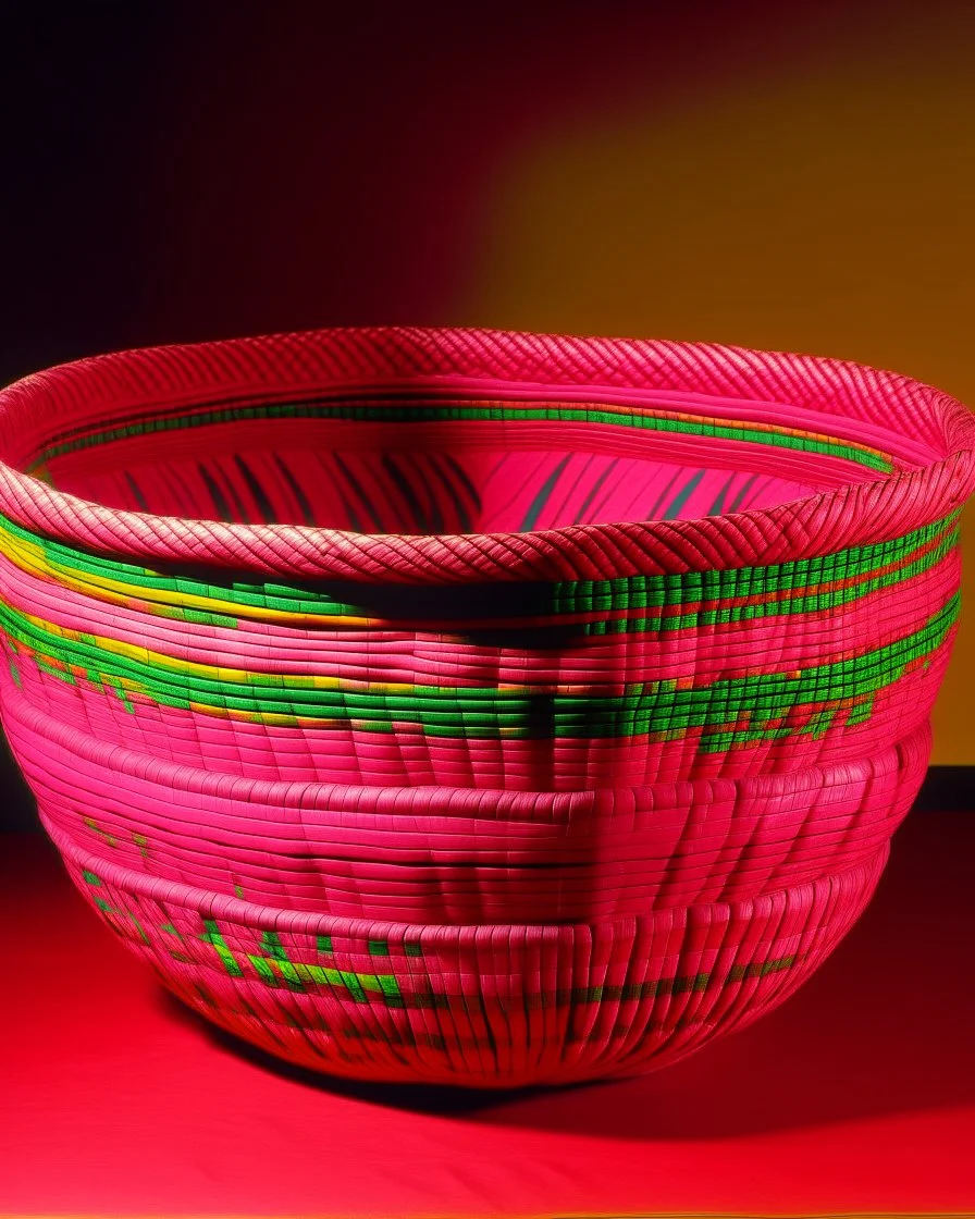 A pink woven desert designed in Navajo baskets painted by Alexej von Jawlensky