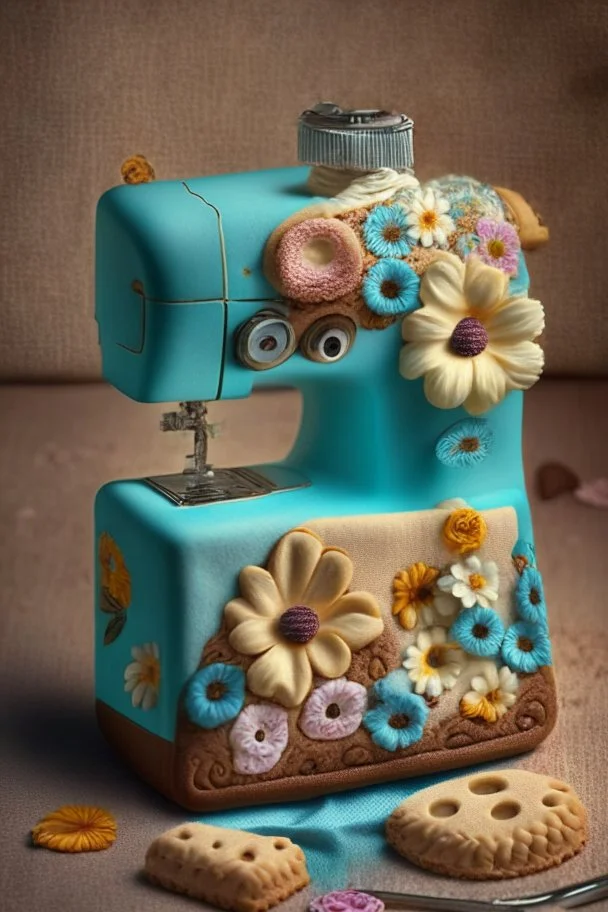 Biscuit, sewing machine, flower