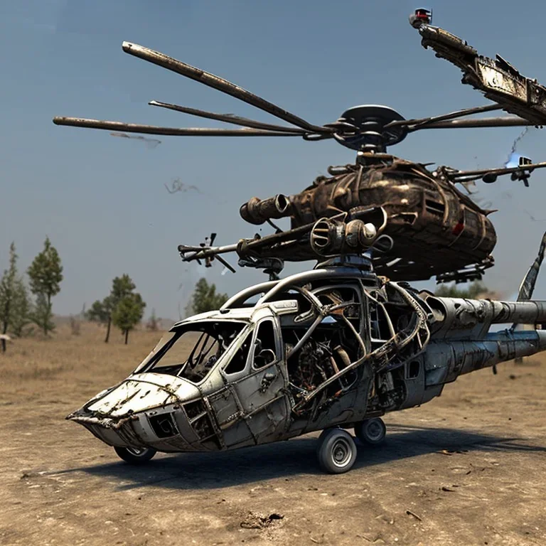 Post Apocalyptic Crashed Helicopter