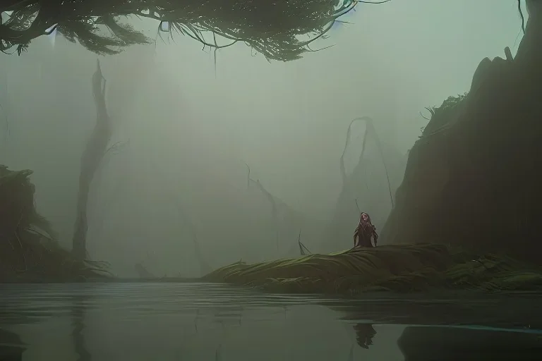 Grendels mother in a fantasy movie swamp