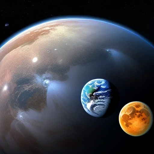 planet earth and moons