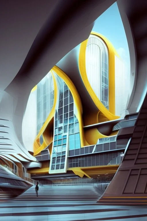 modern futuristic architectural structures of metro station in 2100