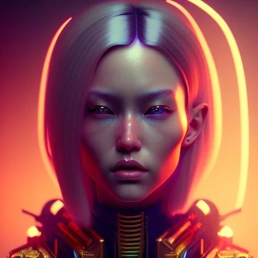 American Woman, gold hair, samurai, cyberpunk, neon, highly detailed, art stations, concept art, smooth, unreal engine 5, god rays, ray tracing, RTX, lumen lighting, ultra detail, volumetric lighting, 3d, finely drawn, high definition, high resolution, gradient background