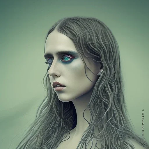 singer Danish MØ face, illustration style surreal,