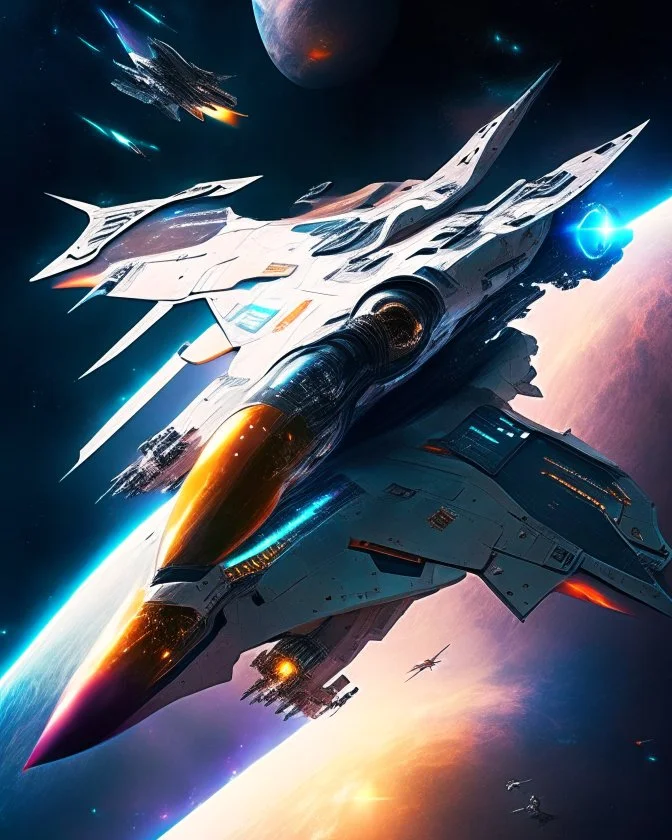 A super-advanced fighter in space for galactic travel with all the combat facilities