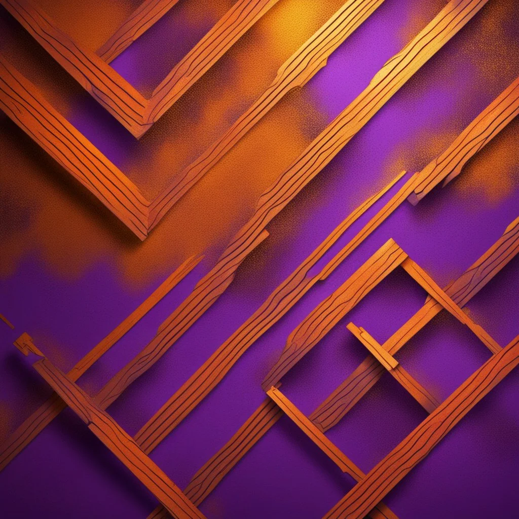 Hyper Realistic Glowing-Golden-Diagonal-Intersecting-Lines on rustic-orange-&-purple wall with embers