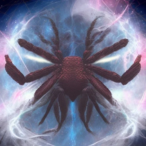 Giant Cosmic ethereal nebulous spider, realistic