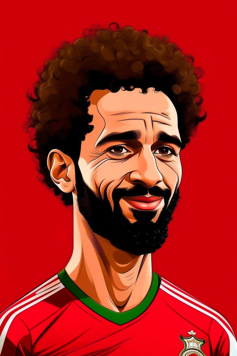 Mohamed Salah Egyptian football player cartoon 2d