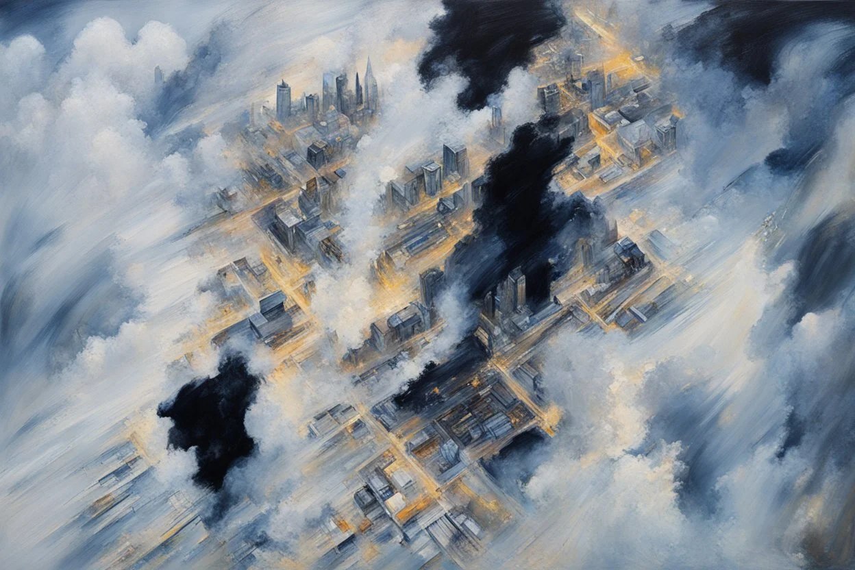 oil painting of a city of gold That lies in the deep distance