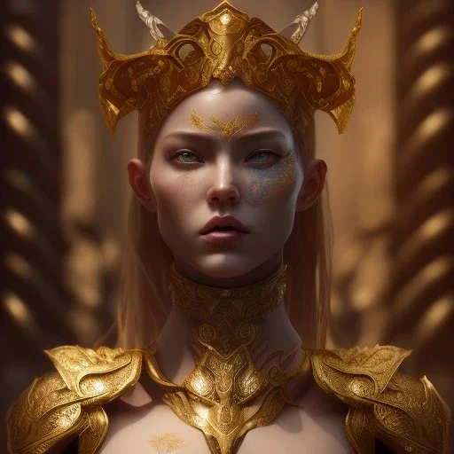 badass female goddess of war, very beautiful figure, wearing detailed,armor,object shadow,extraordinary, sharp focus,macro lens,intricate filigree metal design, full body portrait, cinematic, unreal engine 5, 8k, hyper realistic. Volumetric lighting, unreal engine 5 ,hyper elegant,hyperphotorealistic, epic composition,bokeh, cinematic lighting, hyperphotomaximalist, masterpiece,epic composition, motion blur. Glim lighting