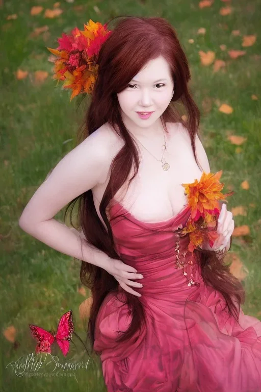 Portrait lady, full body shot, full-color long shot style of autumnfairycoquette