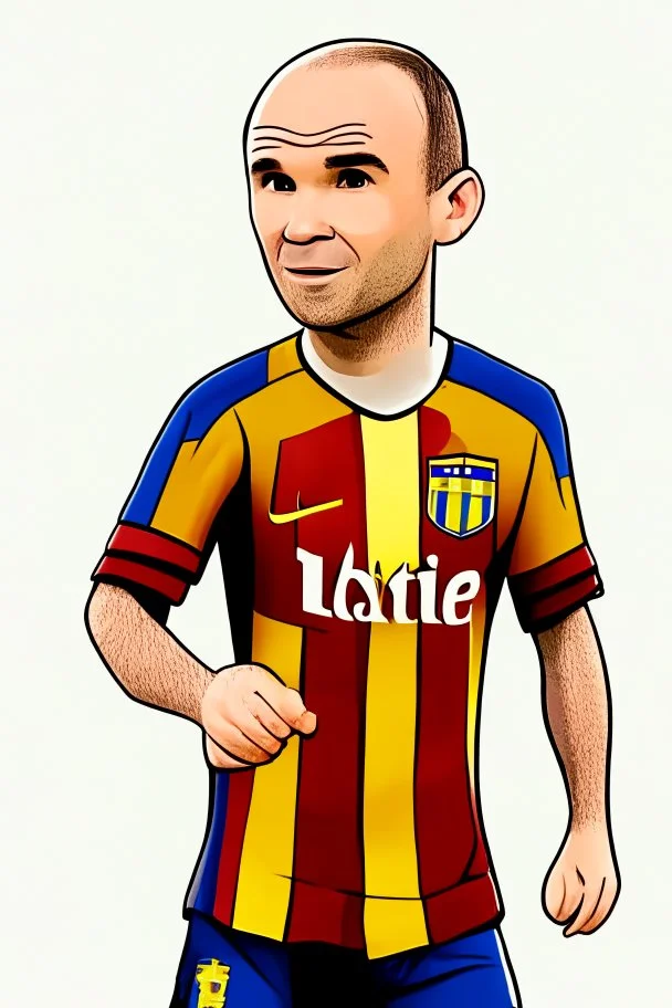 Andres Iniesta football player ,cartoon 2d