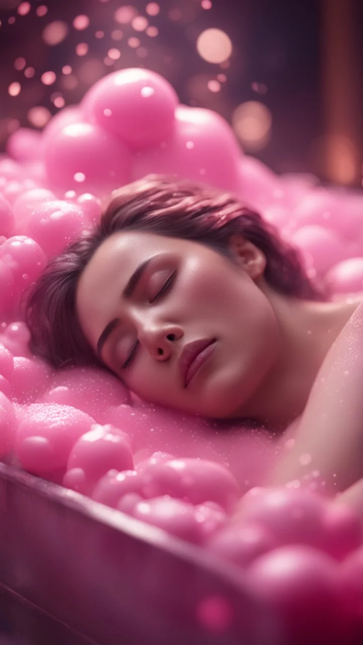 portrait of soap star sleeping in a sarcophagus filled with steaming pink liquid,bokeh like f/0.8, tilt-shift lens 8k, high detail, smooth render, down-light, unreal engine, prize winning