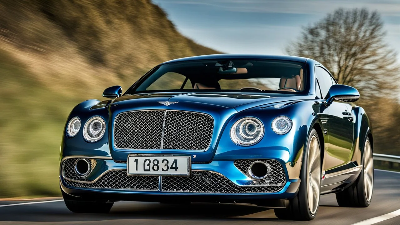 A sleek with livery (((luxury muscle bentley))), its contours and details perfectly captured in a (((cinematic view))), zipping along a winding road under a beautiful blue fresh morning sky