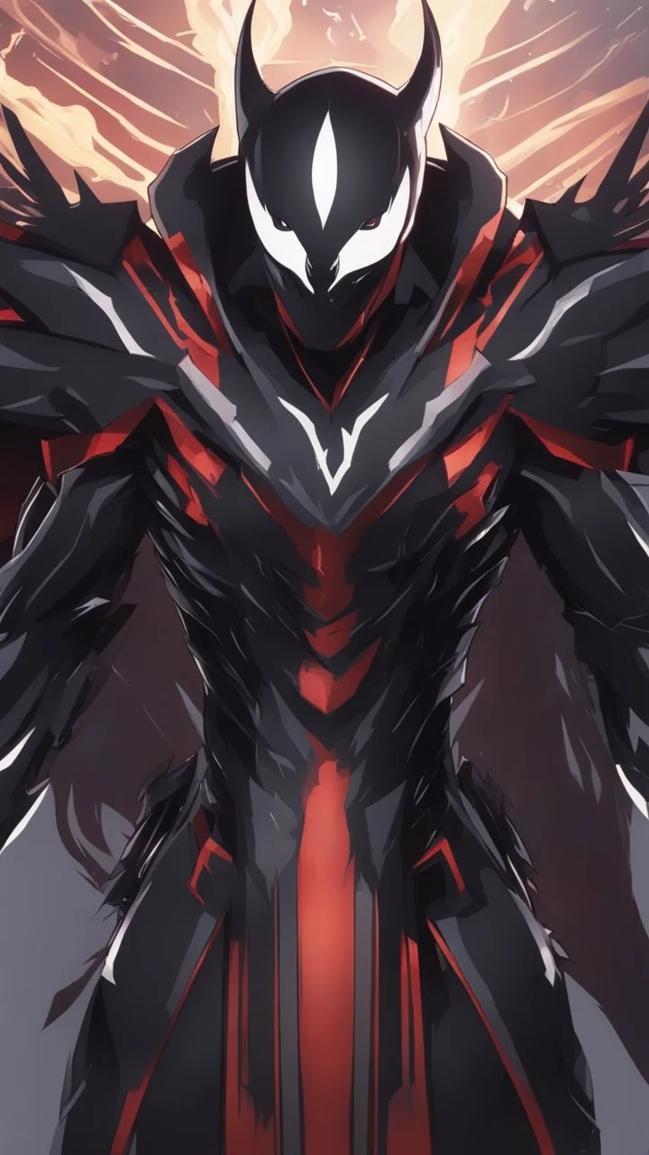 Rainhard suit mix with venom symbiote in solo leveling shadow artstyle, rainhard armor, demon lord them, intricate details, highly detailed, high details