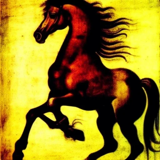 portrait of a horse riding by Leonardo da Vinci style