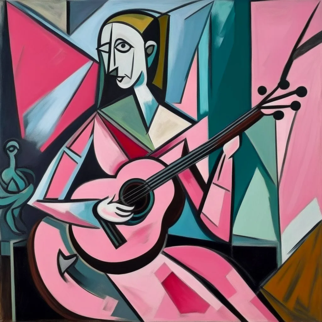 picasso Neoclassicism pink woman and guitar