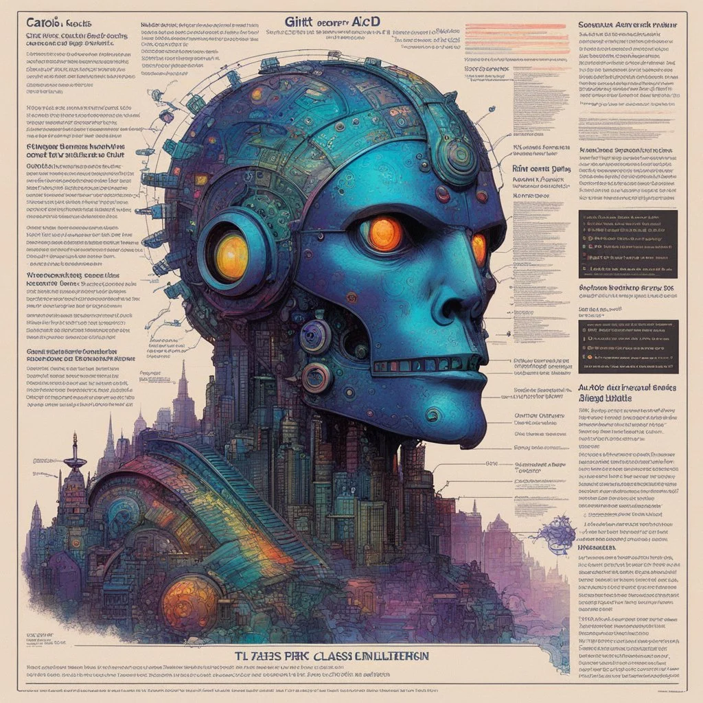 [glitched acid trip by Carlos Ezquerra AD&D class sheet] an artificial intelligence can perform complex tasks without being intelligent [with characteristics and instructions]