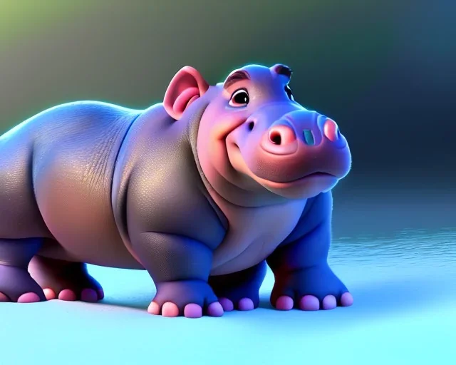 baby hippo, natural environment, photojournalism, hyper detailed, hyper realism, pixar character, sweet and gentle, friendly,