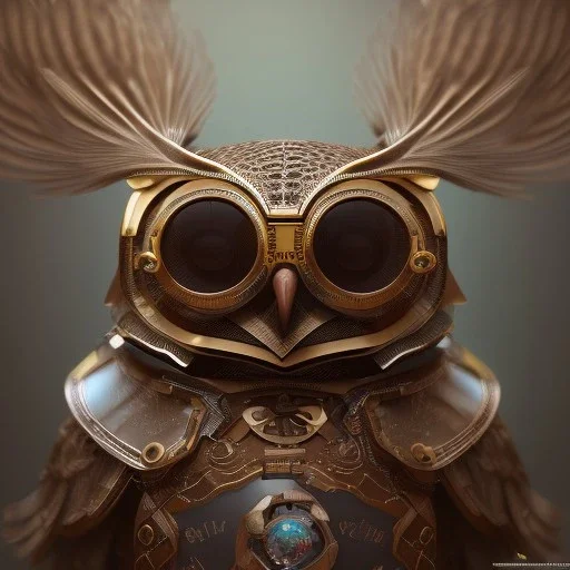 depth of field, Steampunk Owl, extreme detail, Photorealism, macro lens 70mm,bokeh, cinema4d, 8k, unreal engine 5, redshift render, midjourney4