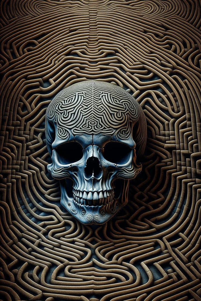 A labyrinth shaping the lines of a skull