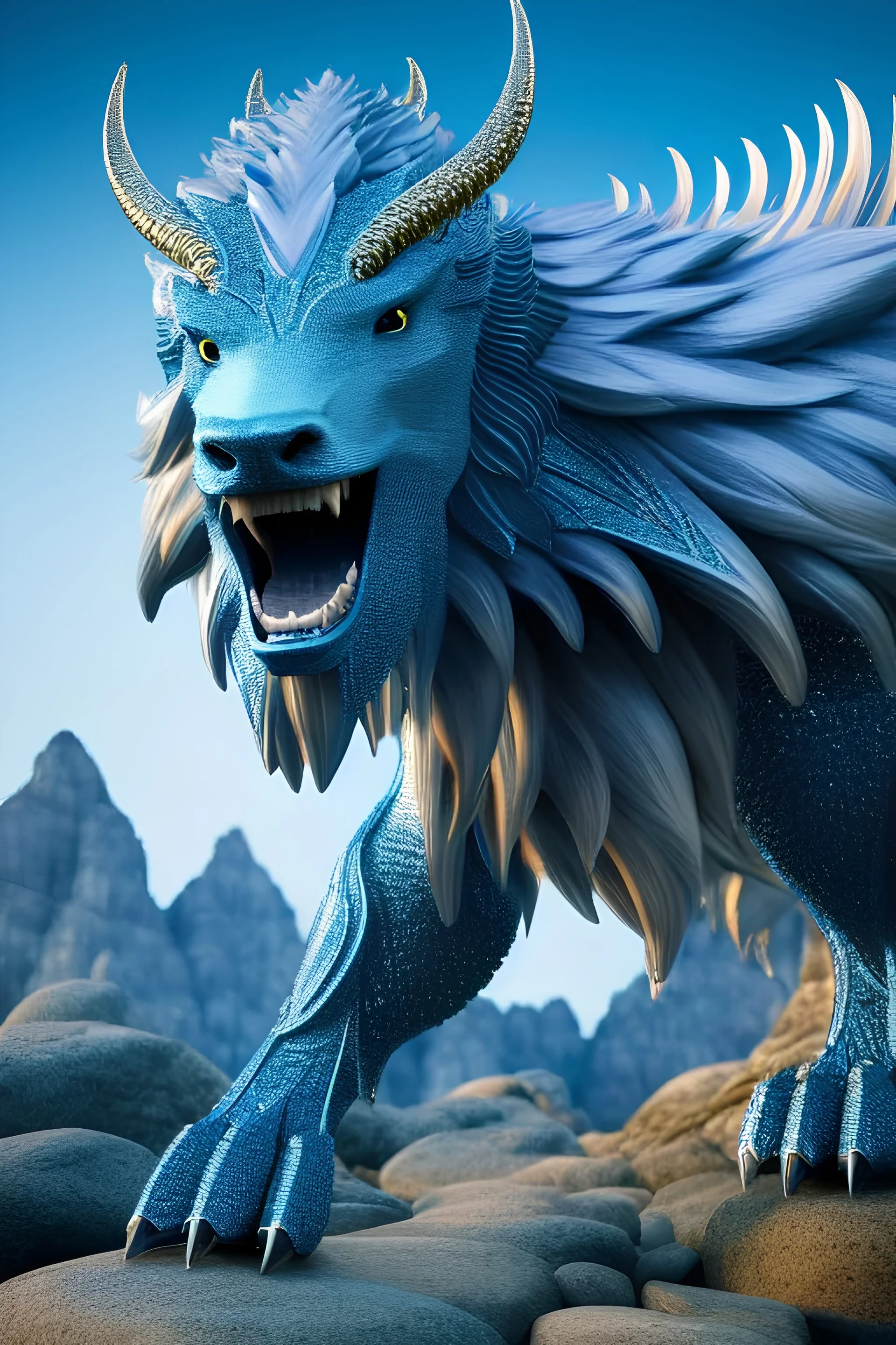 A portrait of a crystalline beast, mythical,fantasy , magnificent, majestic, highly intricate, Realistic photography, incredibly detailed, ultra high resolution, 8k, complex 3d render, cinema 4d.