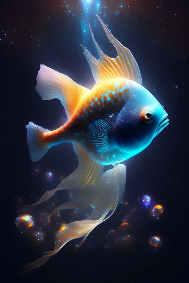 3D light fish in space