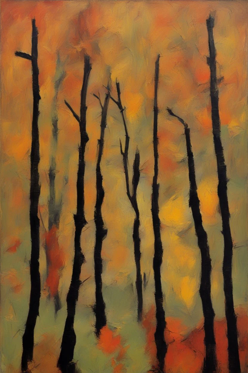 autumn forest in the style of frank Auerbach