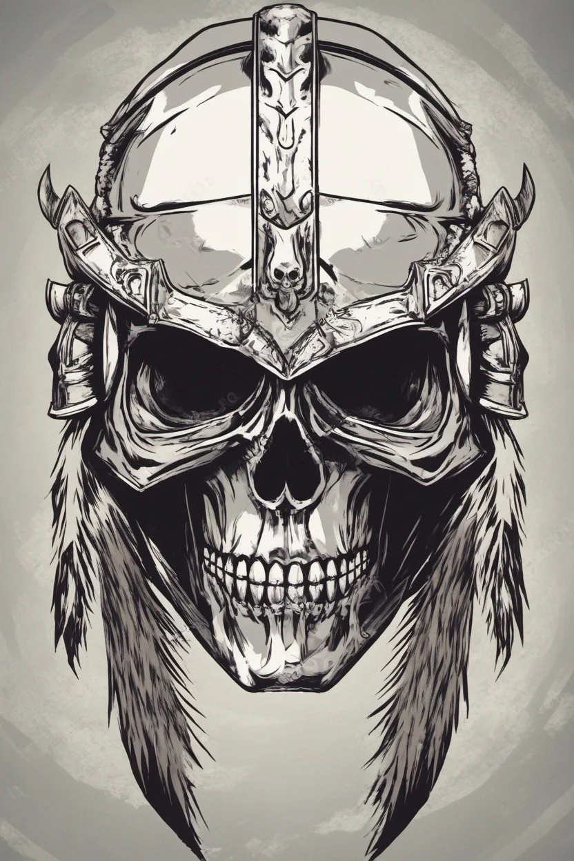 WARRIOR skull helmet, comic style, portrait