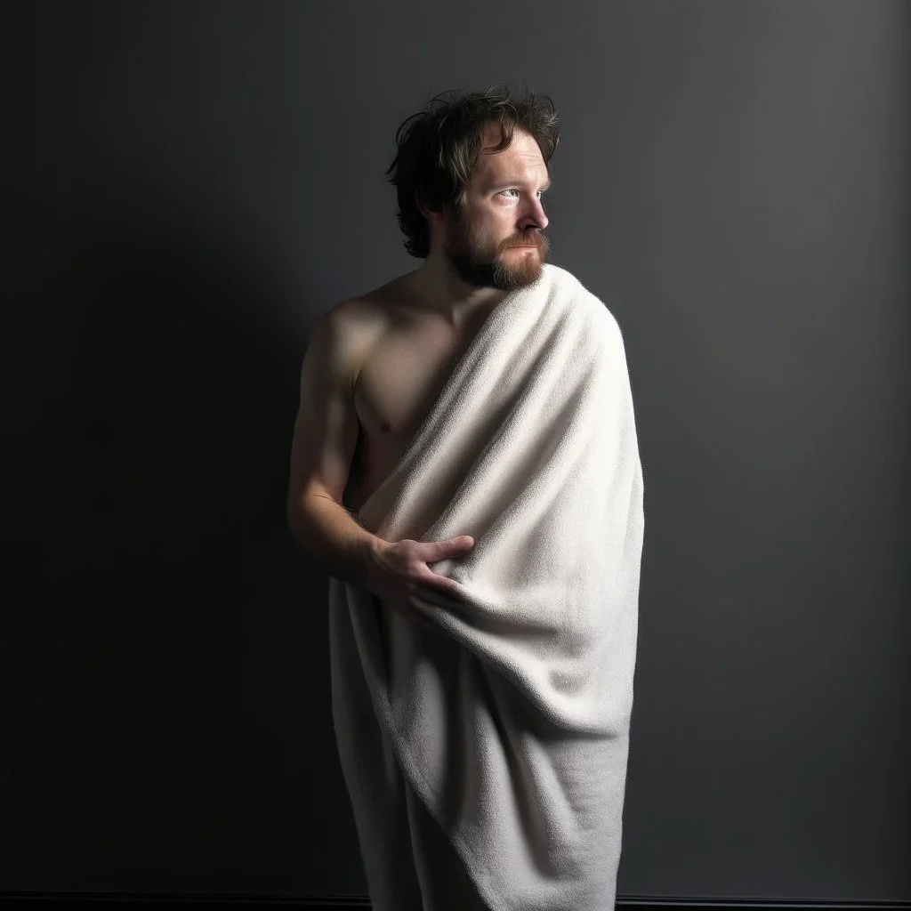 person, just after shower, whole body, wearing no towel