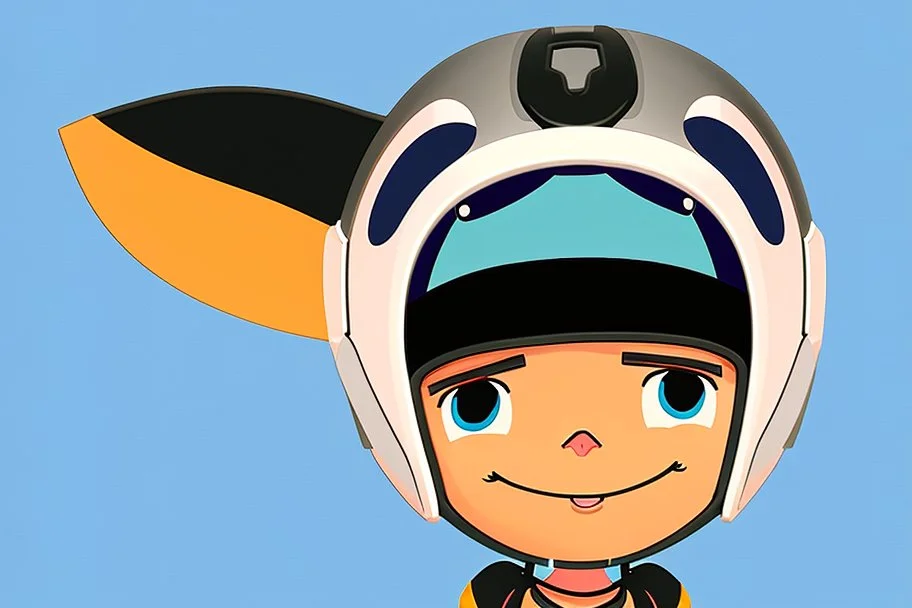 cute cartoon character with a racing helmet