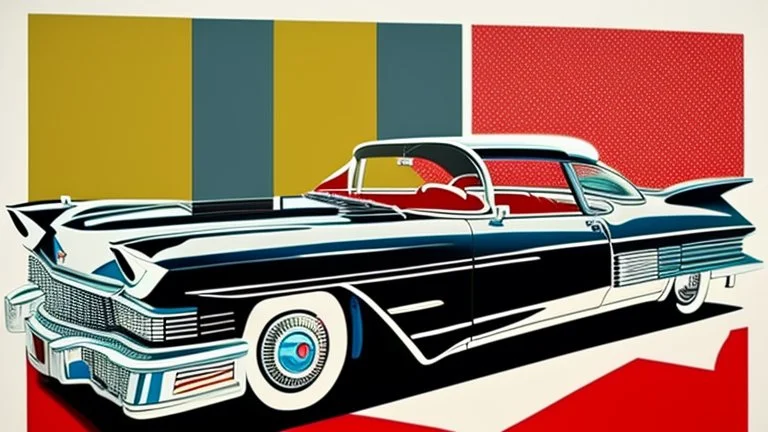 stalking a cadillac eldorado 1959 flammable,pop art, Andy Warhol.Roy Lichtenstein.