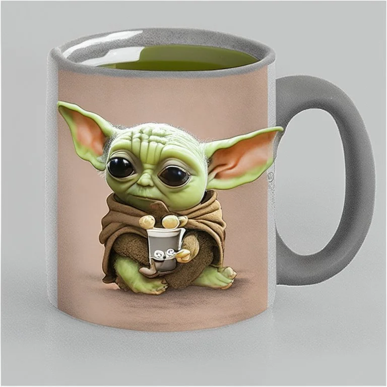 Grogu Baby Yoda Drinking from Cup