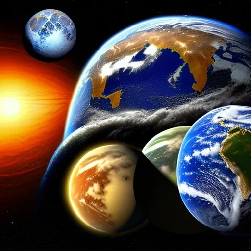 planet earth and moons