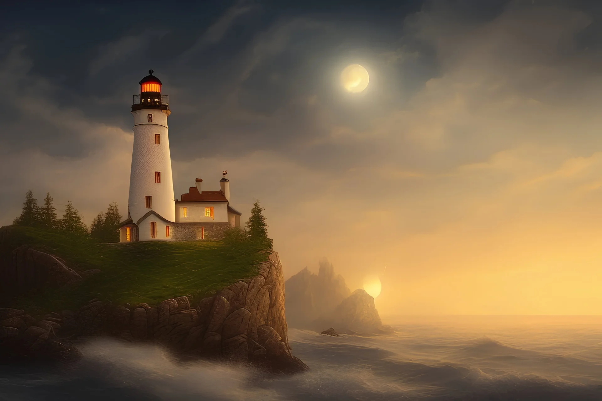 scenery lighthouse by night