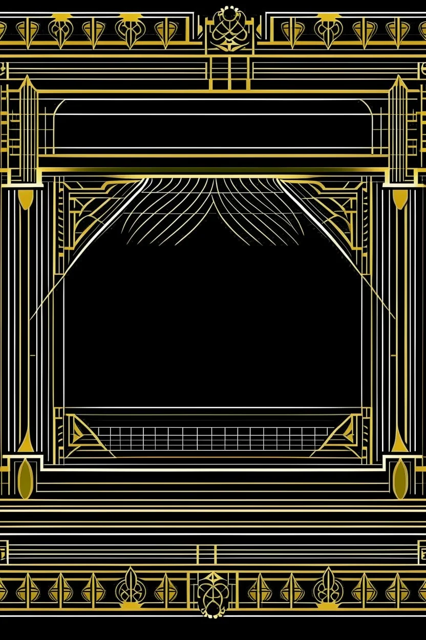 gold art deco delicately designed border on a black background