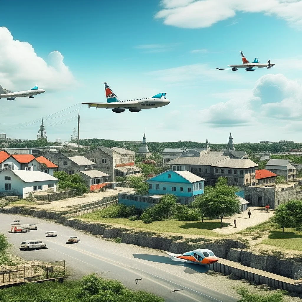 kingston town with planes flying around