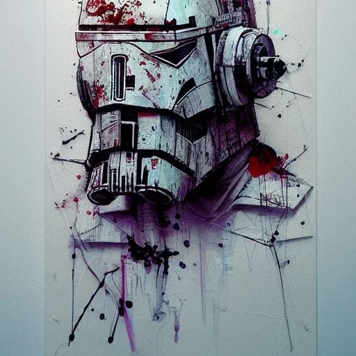 photorealistic at-at pilot helmet with weathered painting , illustration on coarse canvas by <agnes cecile> and <Yoji Shinkawa>, ornate and intricate details , soft smooth lighting, ultra detailed concept art,