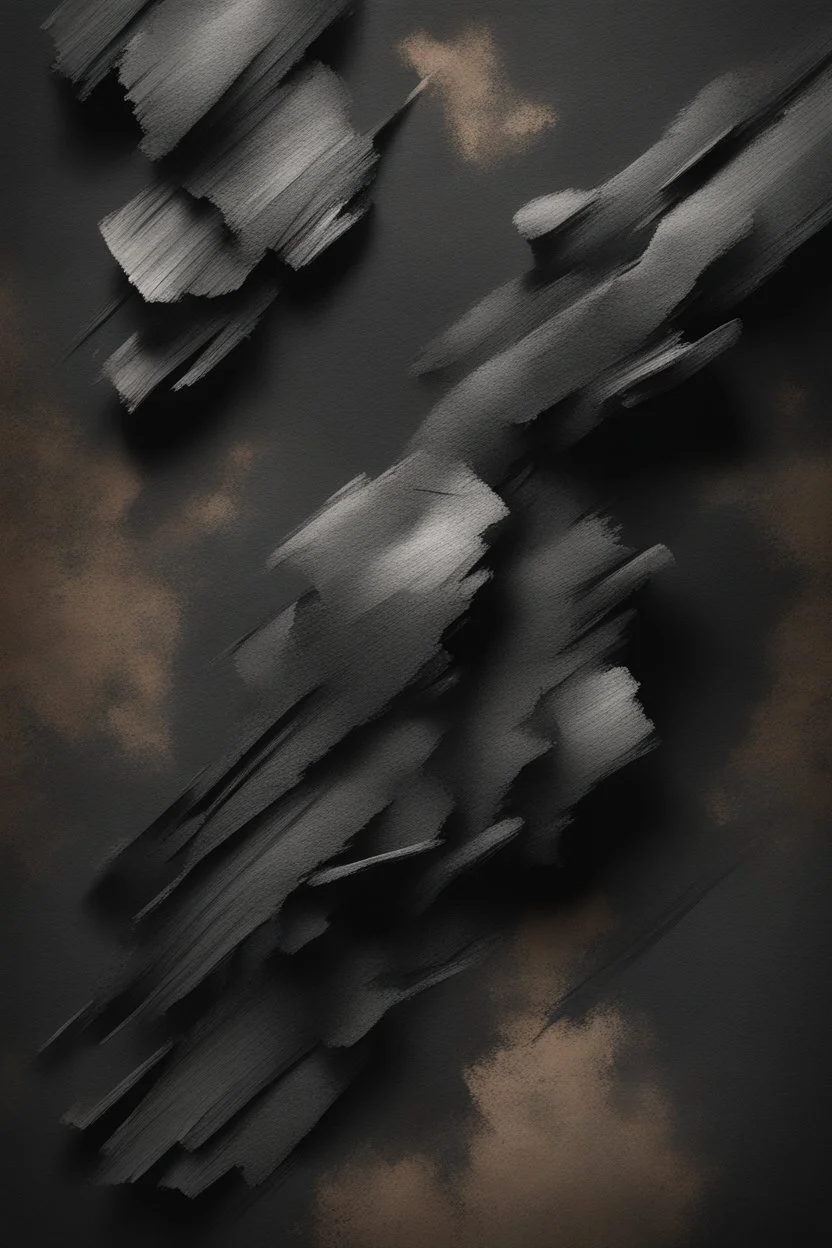 Hyper Realistic Aerial Grungy Dark-Grey Brush strokes on a dark rustic background with charcoals