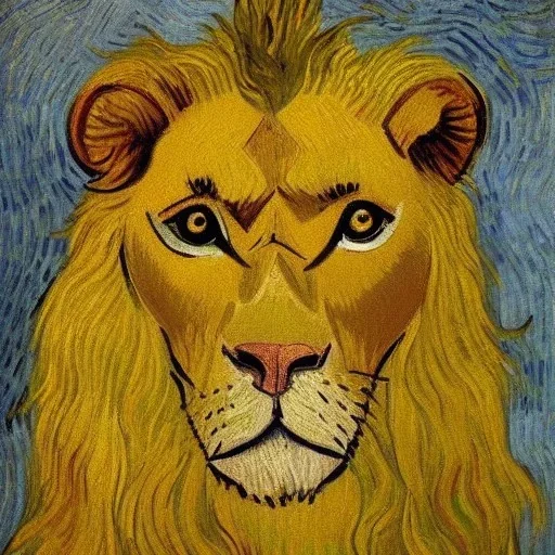 Portrait of a lion by van gogh