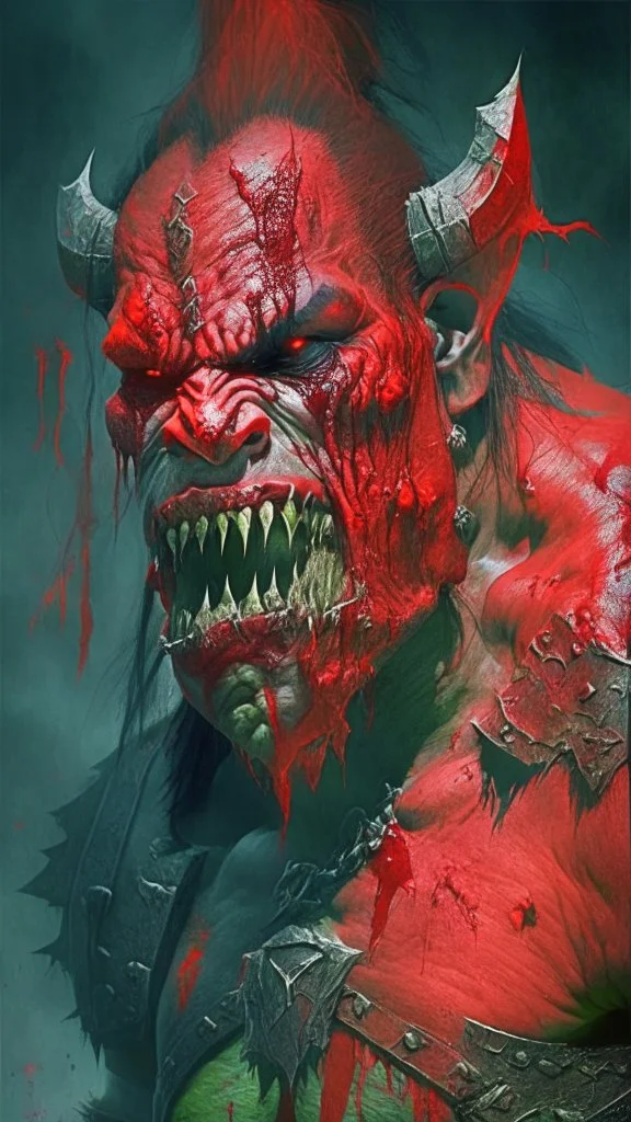 red orc covered in blood