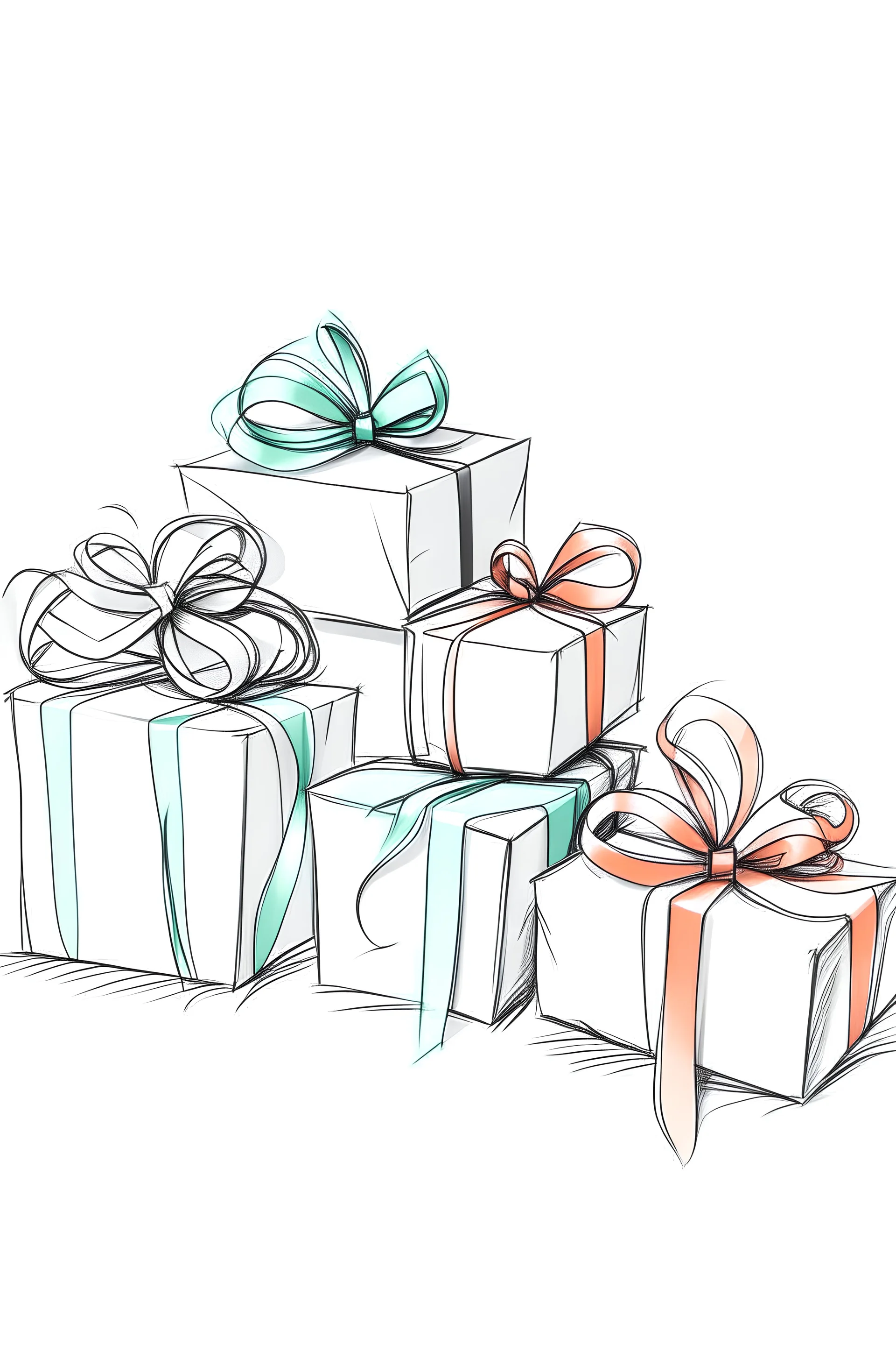 Draw one gift - , white background,