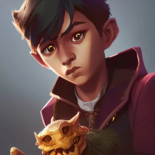 little warlock kid with his pet by Nick Harris