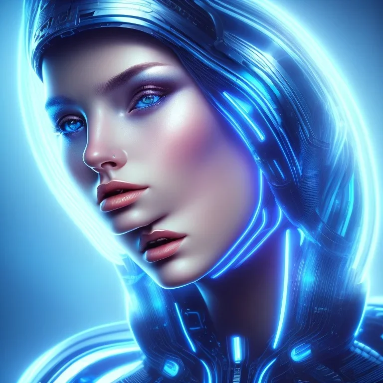 cyberblue, head, women, portrai, tron