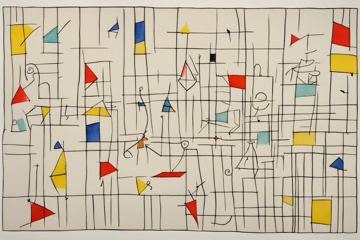 ink transfer in the style of Paul klee "the twittering machine"